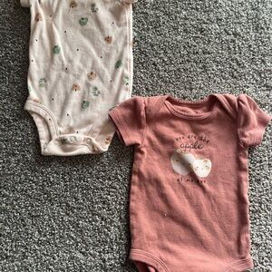 Carter's Pink and Cream Bodysuit Set with Apple Designs.